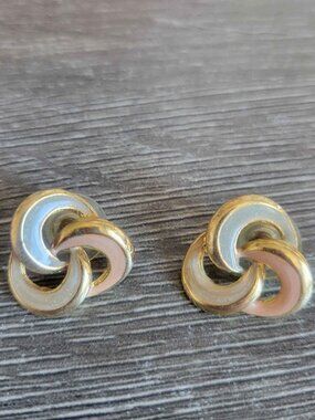 TRIFARI vintage-style gold-tone enamel earrings